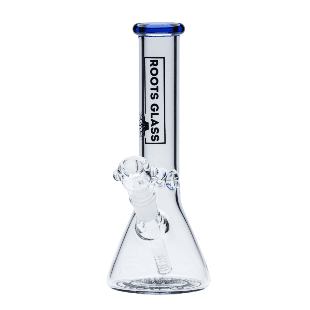 Roots Glass 10″ 5mm Beaker, blue version, front view
