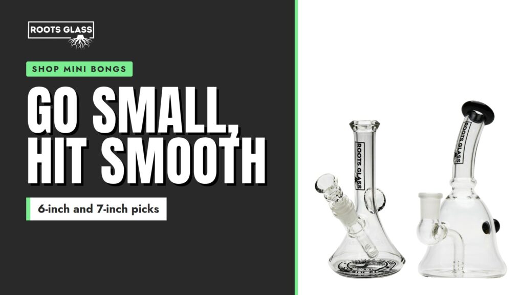 Go small, hit smooth: the Roots Glass 7-inch Faceted Mini Beaker and 6-inch Warped Mini Rig. Shop mini bongs.