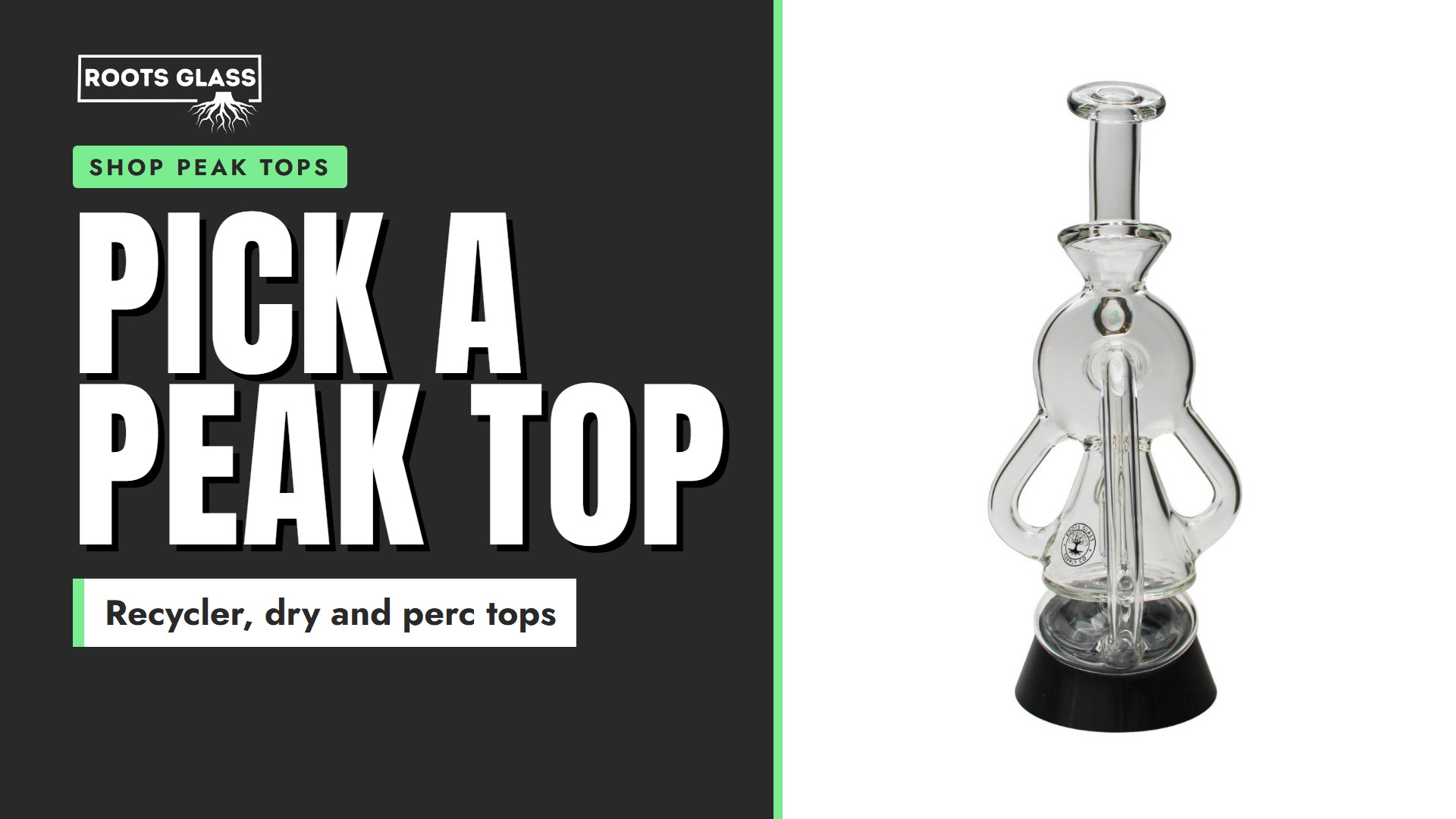 Pick A Peak Top. The Opal Wormhole recycler top for the Puffco Peak on a black stand, white background. Shop Puffco Peak attachments.