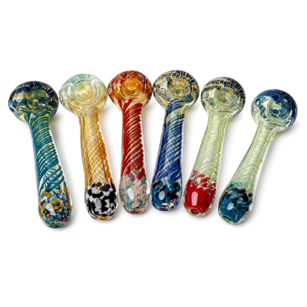 4″ Fritted Spiral w/ Swirls Hand Pipe