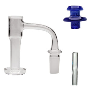 Roots Glass Full Weld XXL Vortex Slurper Kit: XXL vortex slurper with a full color slurper top cap and a quartz pillar