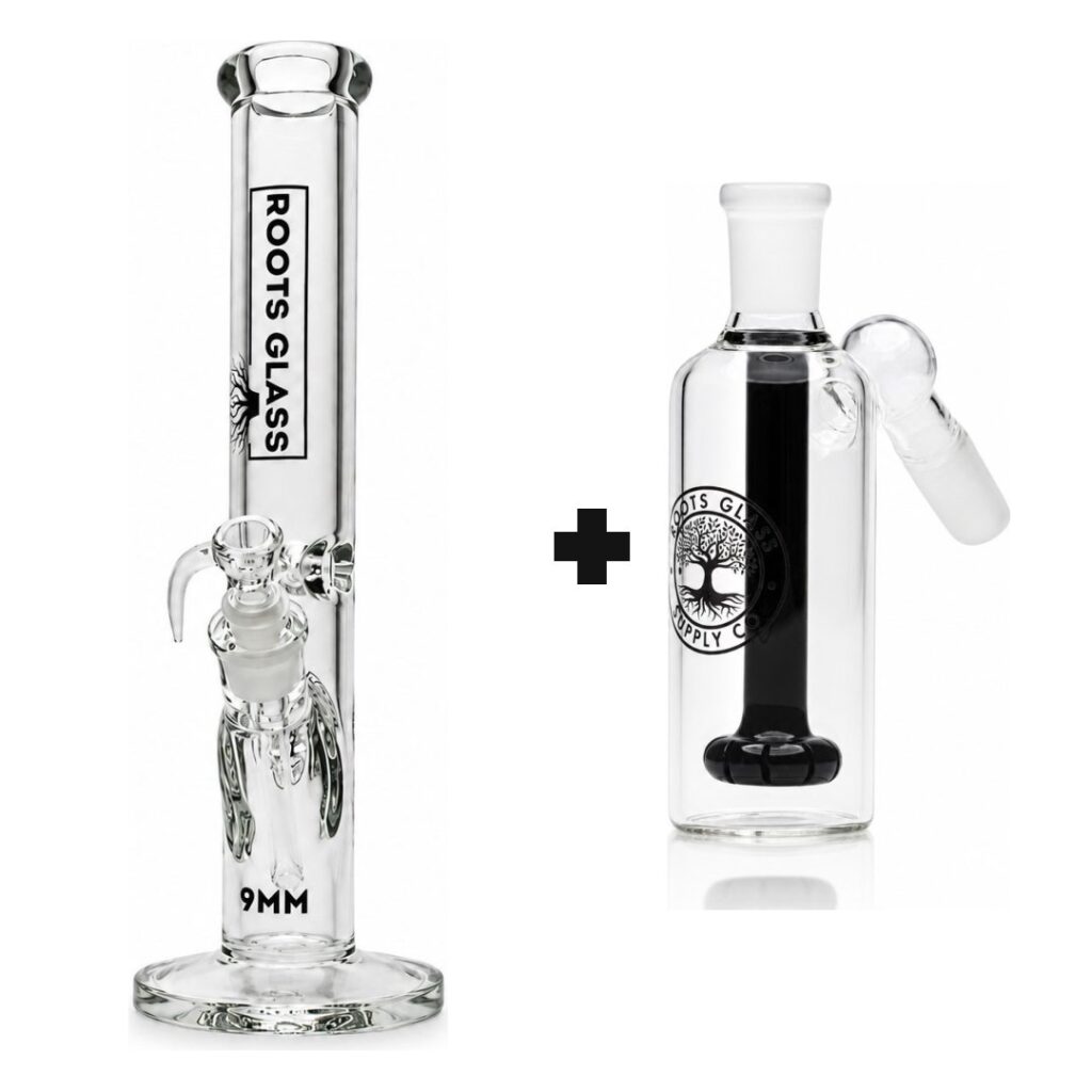 Roots Glass 9mm Straight Bong Kit